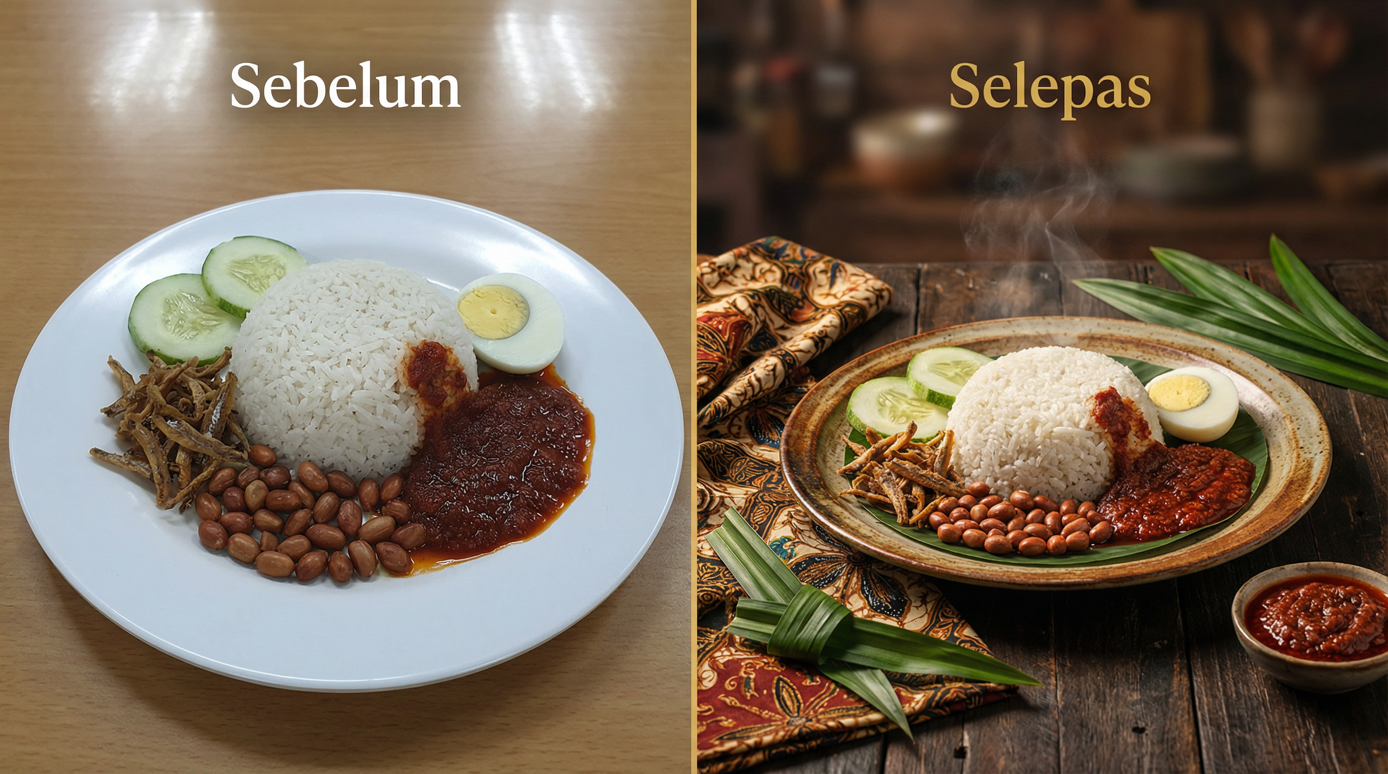 Before After Food Photo — Hidangi.my AI Food Photo Enhancer